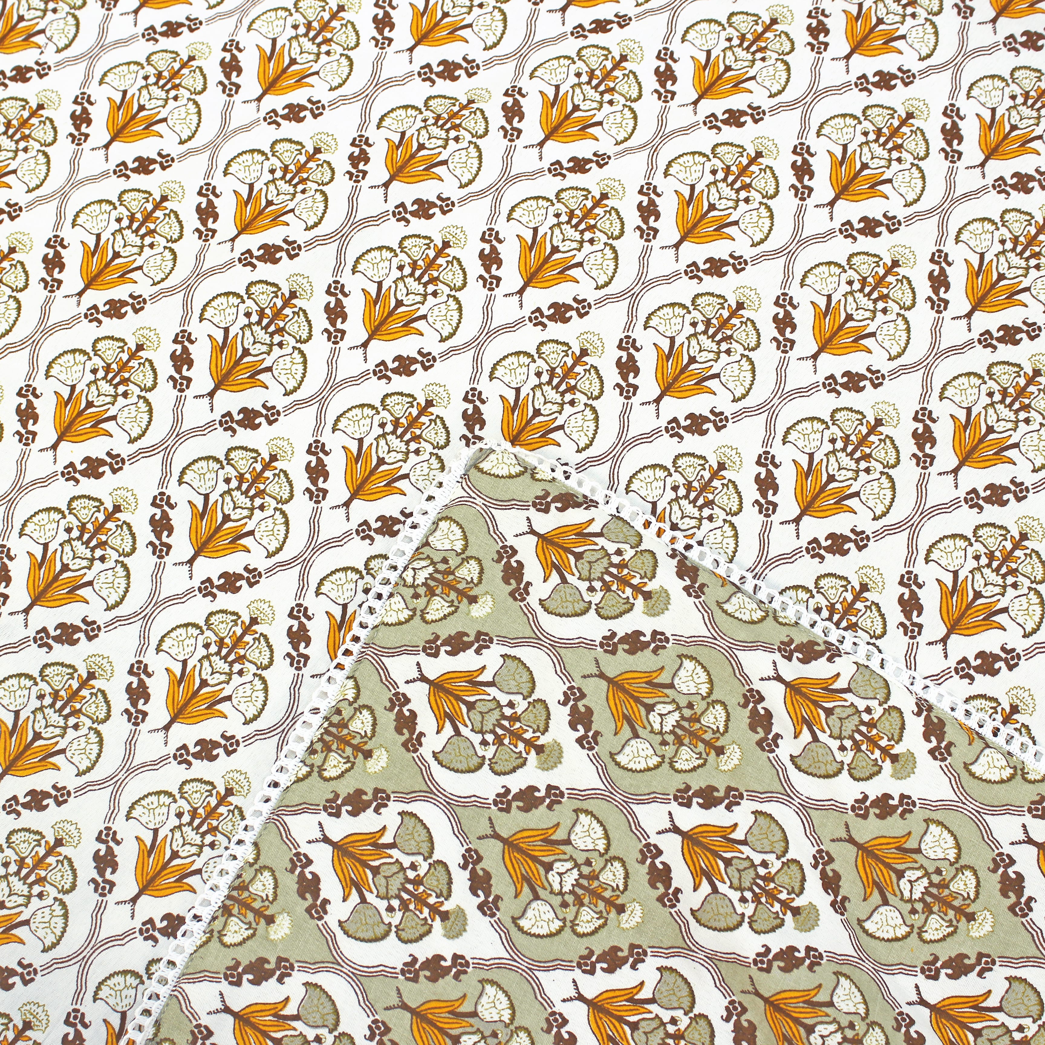 IRIS Designer Border Cotton Reversible Dohar, Mustard