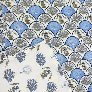 IRIS Designer Border Cotton Reversible Dohar, Blue