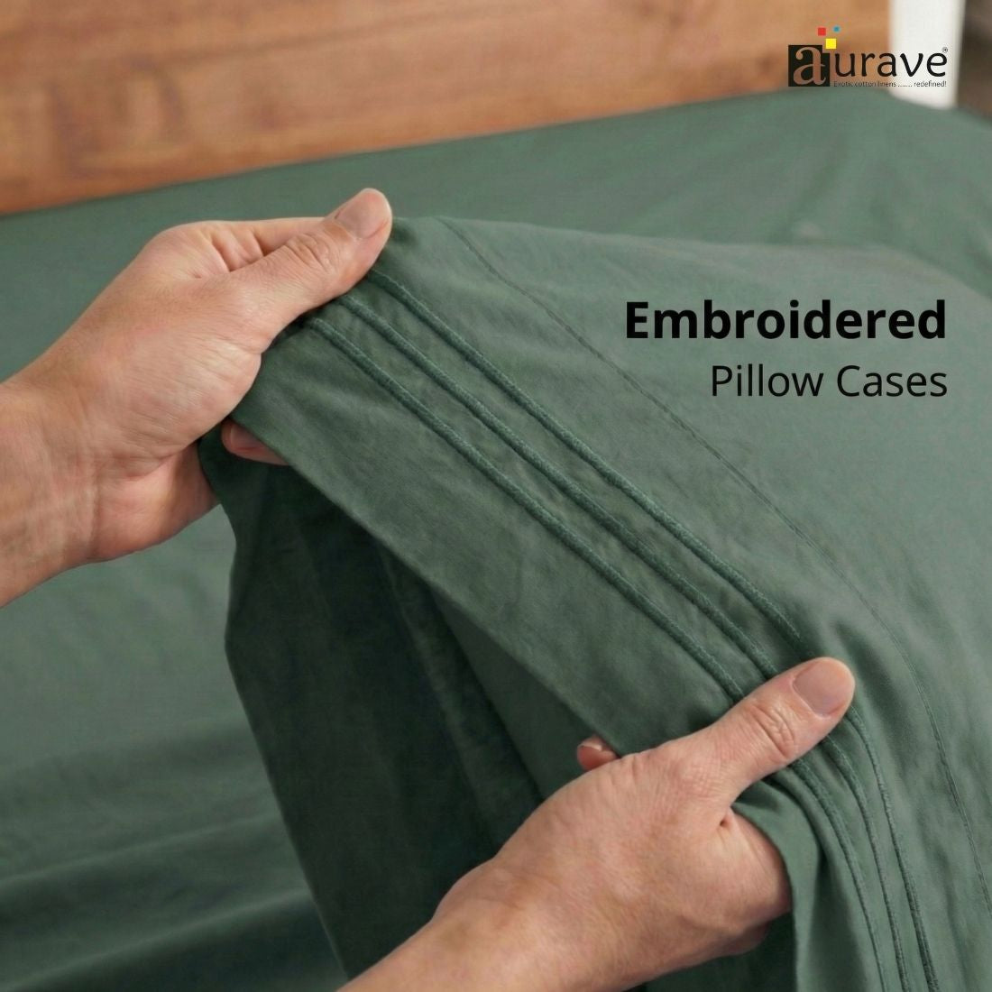 Luxury King Size Cotton Flat Bedsheet with Embroidered Pillow Covers - Grey
