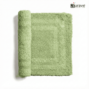 AURAVE Luxury Reversible Cotton Bathmat, Green