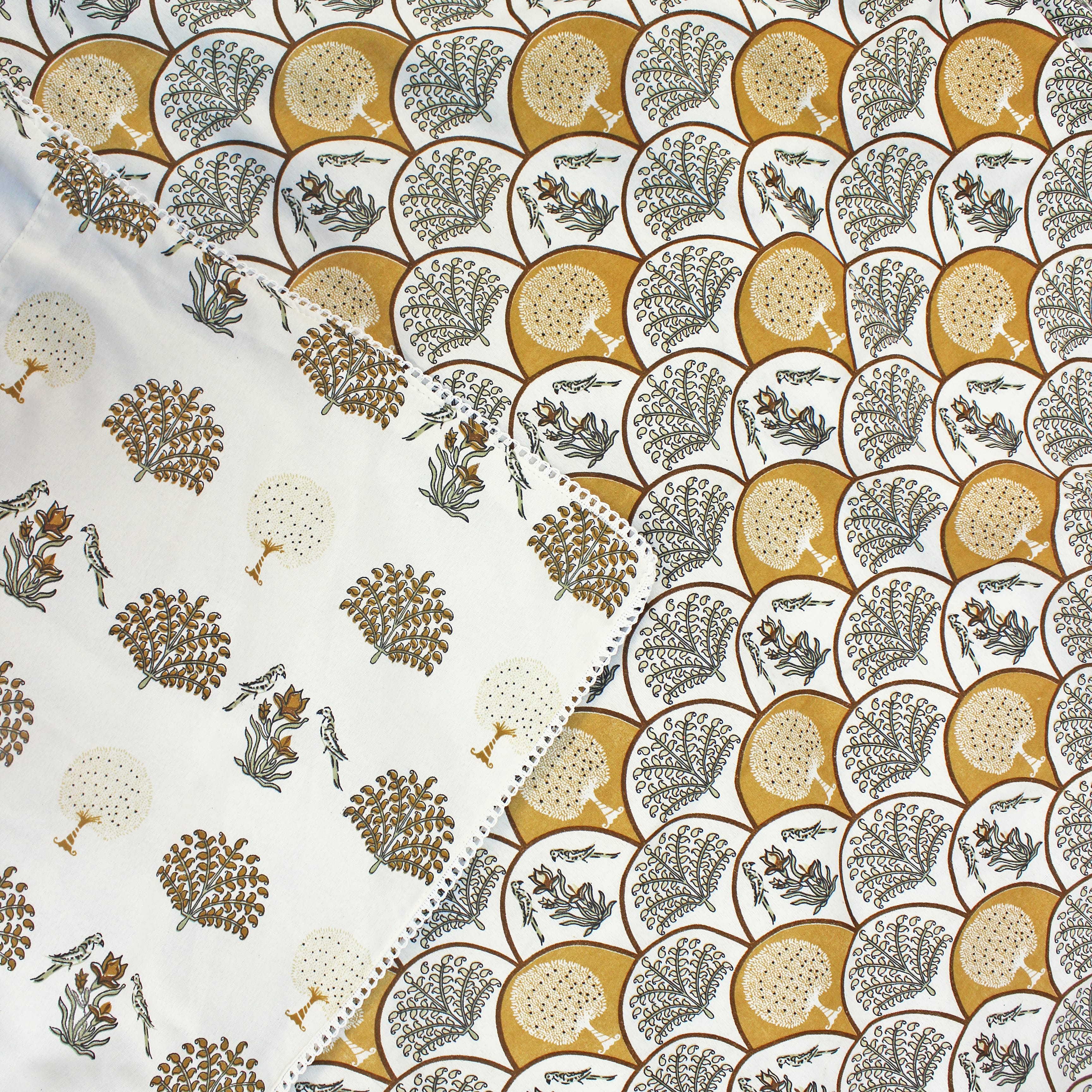 IRIS Designer Border Cotton Reversible Dohar, Mustard