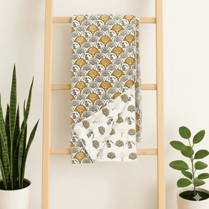 IRIS Designer Border Cotton Reversible Dohar, Mustard