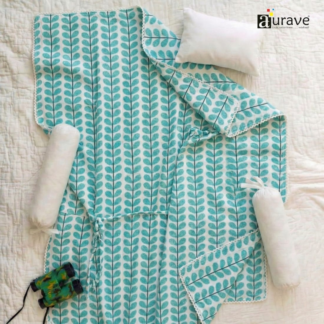 Cotton Baby Dohar Blanket - Aqua (0 to 24 months)