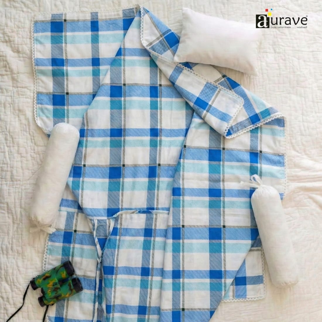 Cotton Baby Dohar Blanket - Blue (0 to 24 months)
