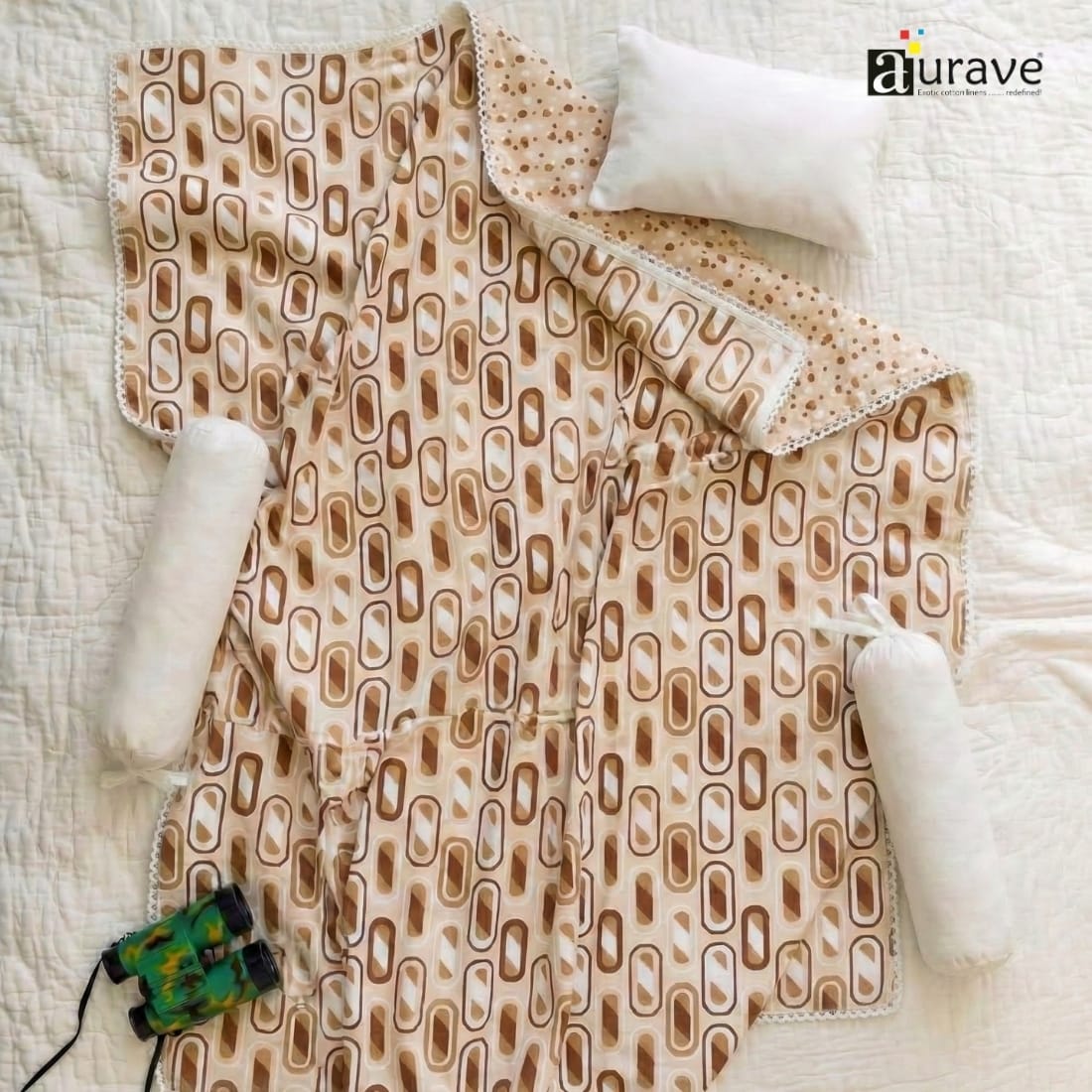Cotton Baby Dohar Blanket - Brown (0 to 24 months)