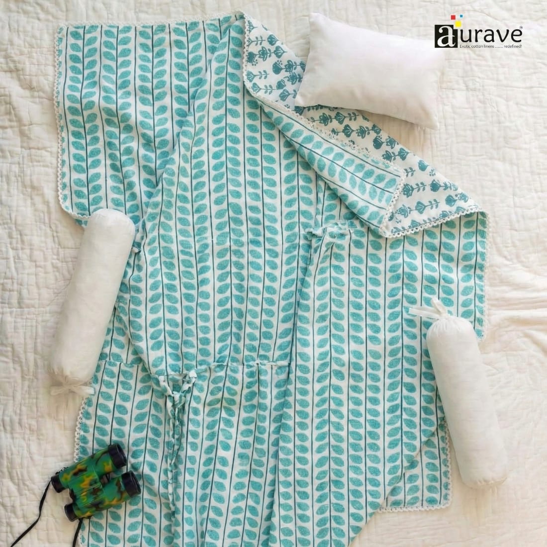 Cotton Baby Dohar Blanket - Aqua (0 to 24 months)
