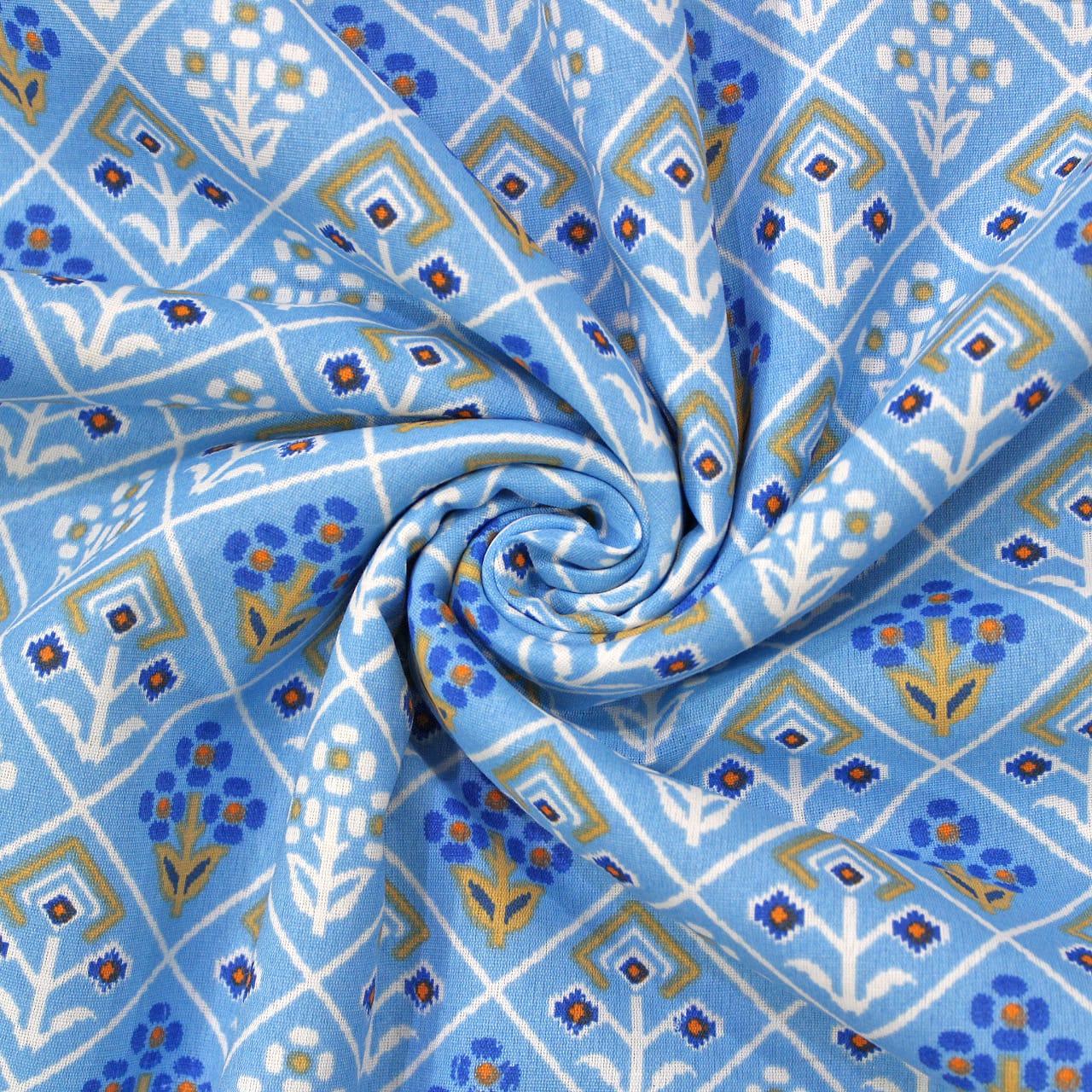 Blue Cotton Reversible Single Dohar With Iris Designer Border At Best Prices