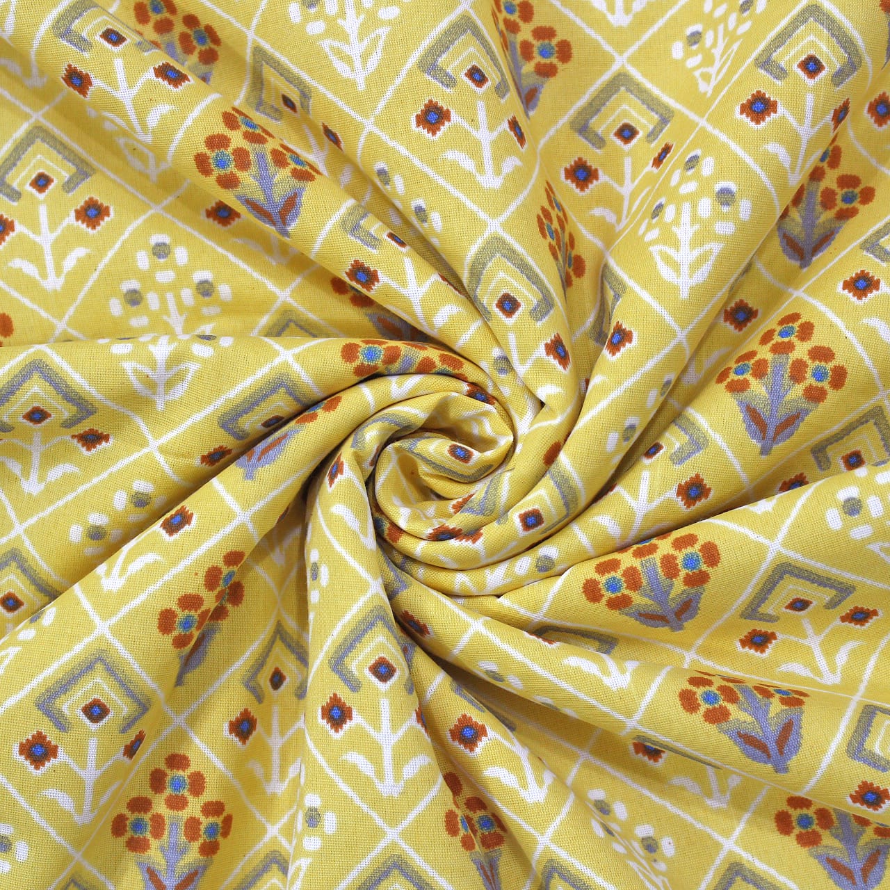 Yellow Cotton Reversible Single Dohar With Iris Designer Border At Best Prices