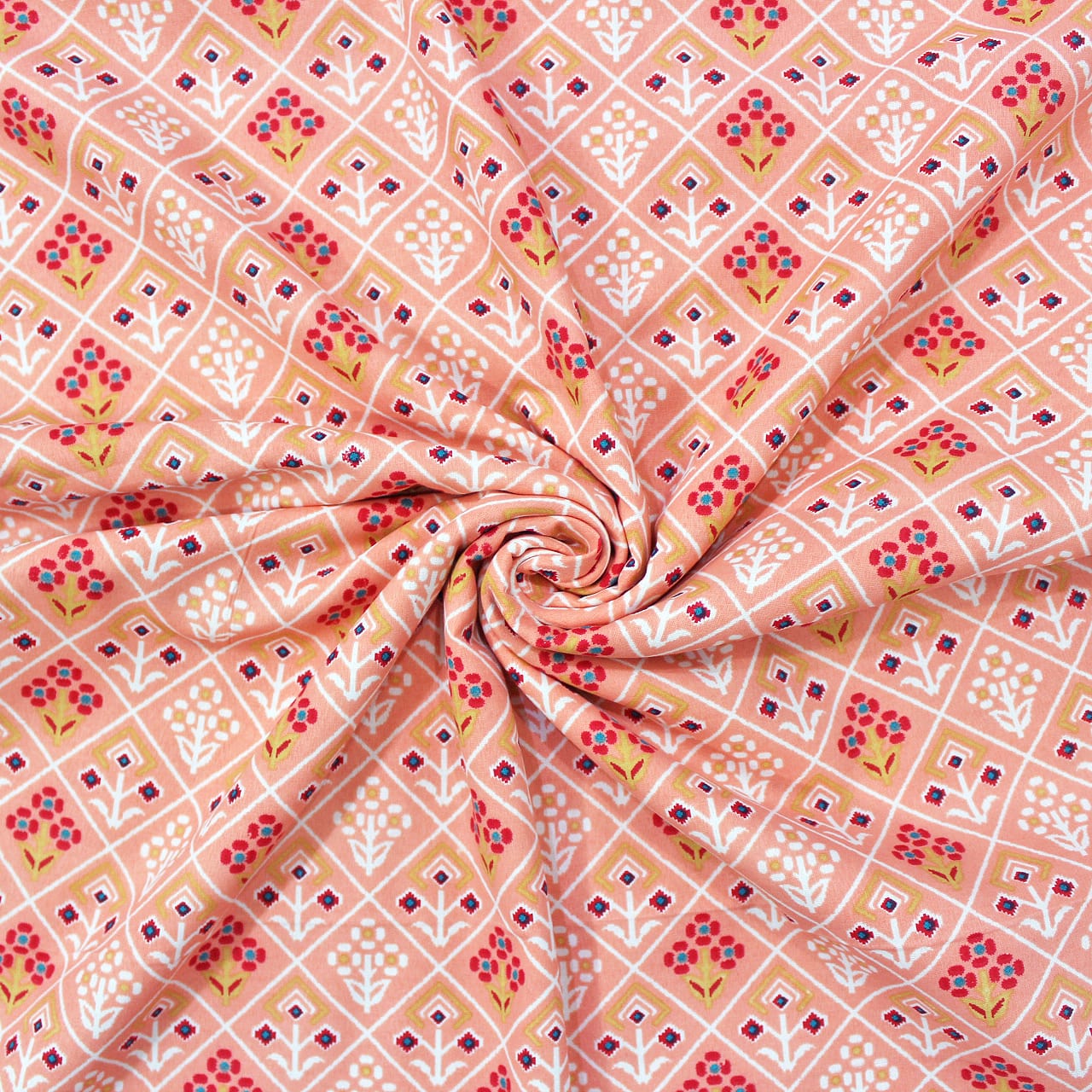 Soft Peach Cotton Reversible Dohar with Iris Designer Border At Best Prices