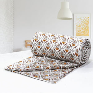 Soft Grey Cotton Reversible Dohar with Iris Designer Border At Best Prices