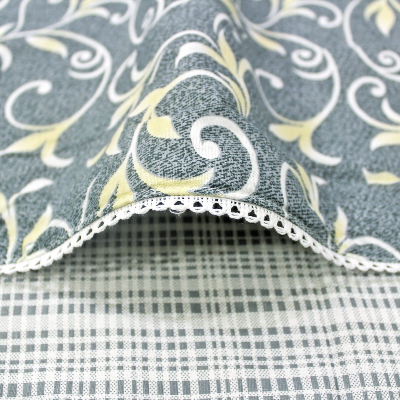 Grey Cotton Reversible Single Dohar With Iris Designer Border At Best Prices