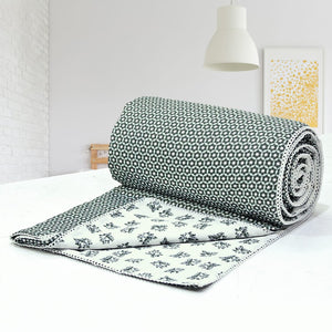 Soft Green Cotton Reversible Dohar with Iris Designer Border At Best Prices