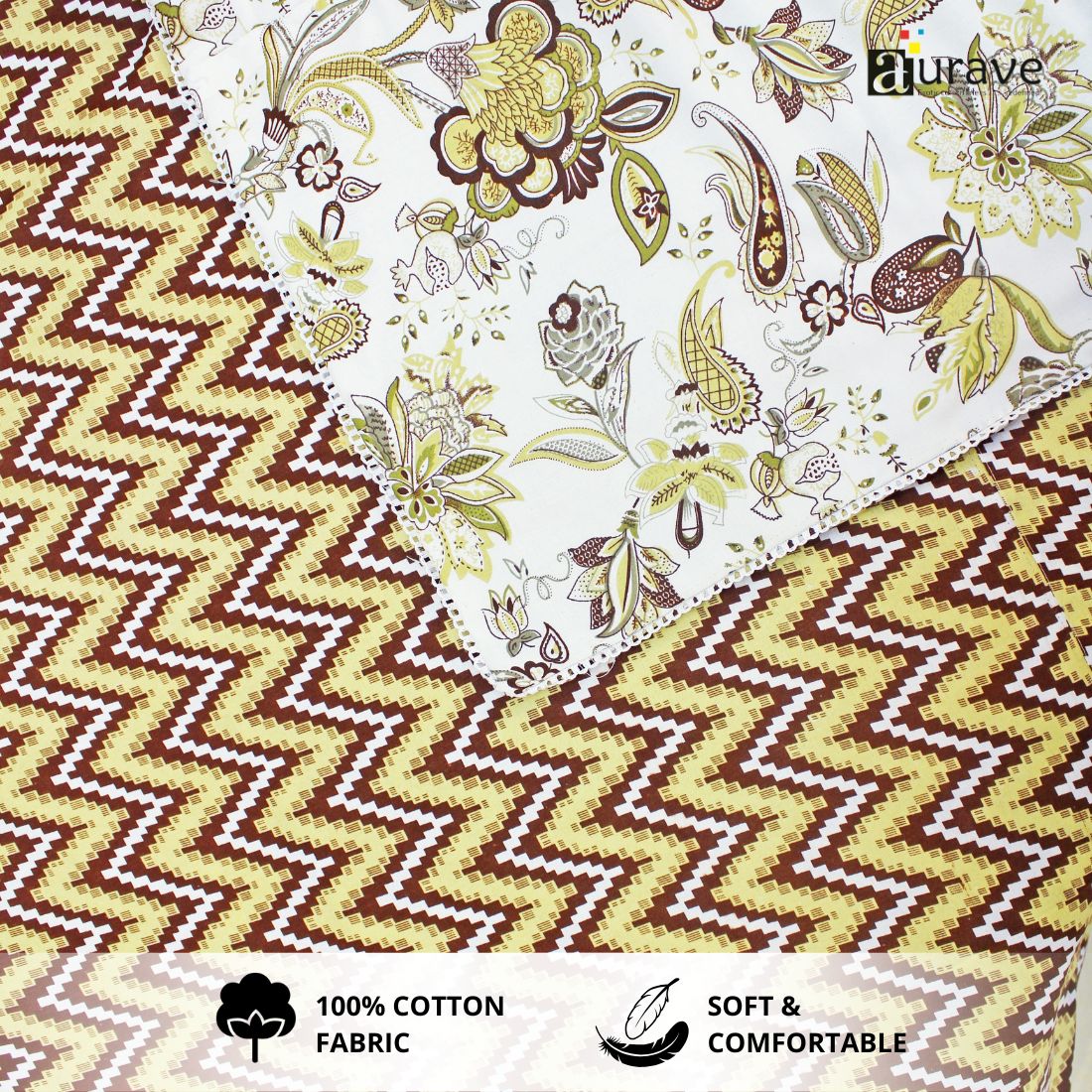 IRIS Designer Border Cotton Reversible Dohar, Mustard