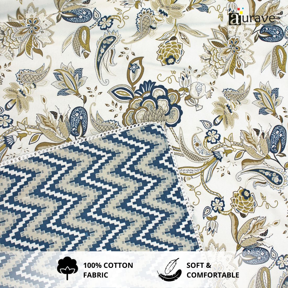 IRIS Designer Border Single Size Cotton Reversible Dohar, Rust