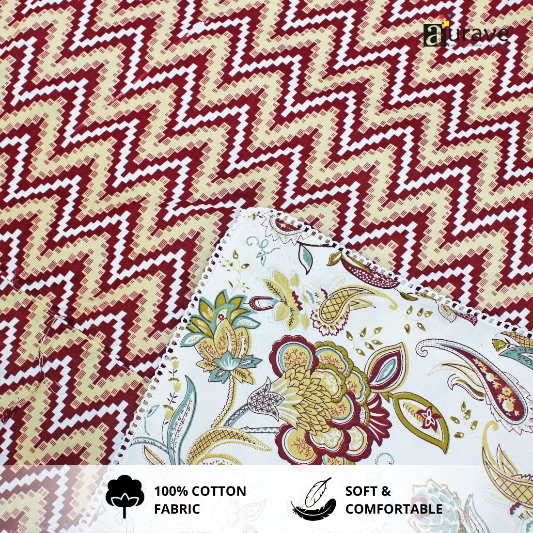 IRIS Designer Border Cotton Reversible Dohar, Rust