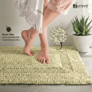 AURAVE Luxury Reversible Cotton Bathmat, Khaki