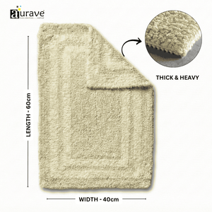 AURAVE Luxury Reversible Cotton Bathmat, Khaki