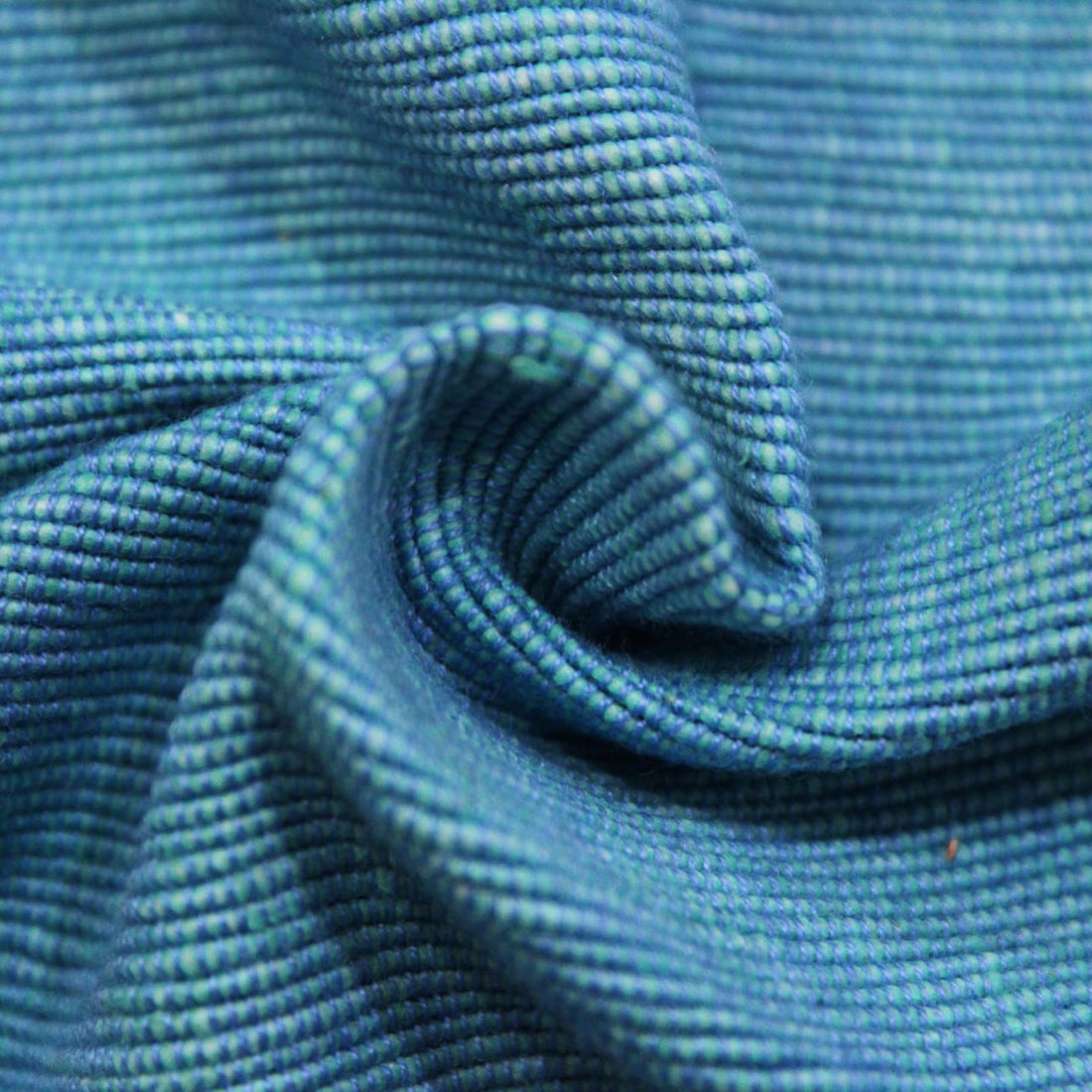 Handloom Corded Weave 330 GSM Plain Cotton Fabric 48" (122 cms) - Blue