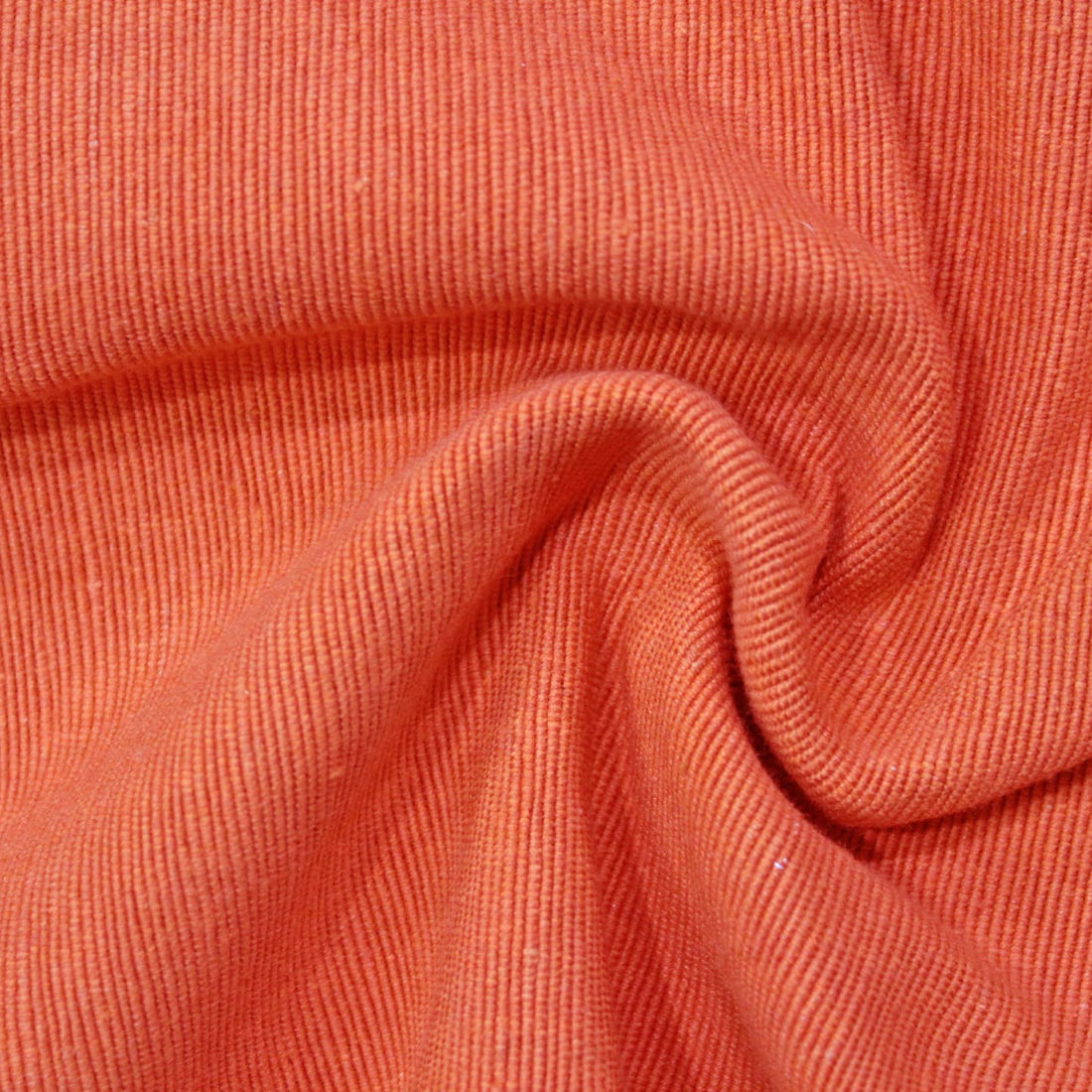 Handloom Corded Weave 330 GSM Plain Cotton Fabric 48" (122 cms) - Orange