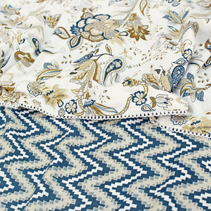 IRIS Designer Border Cotton Reversible Dohar, Peacock Blue