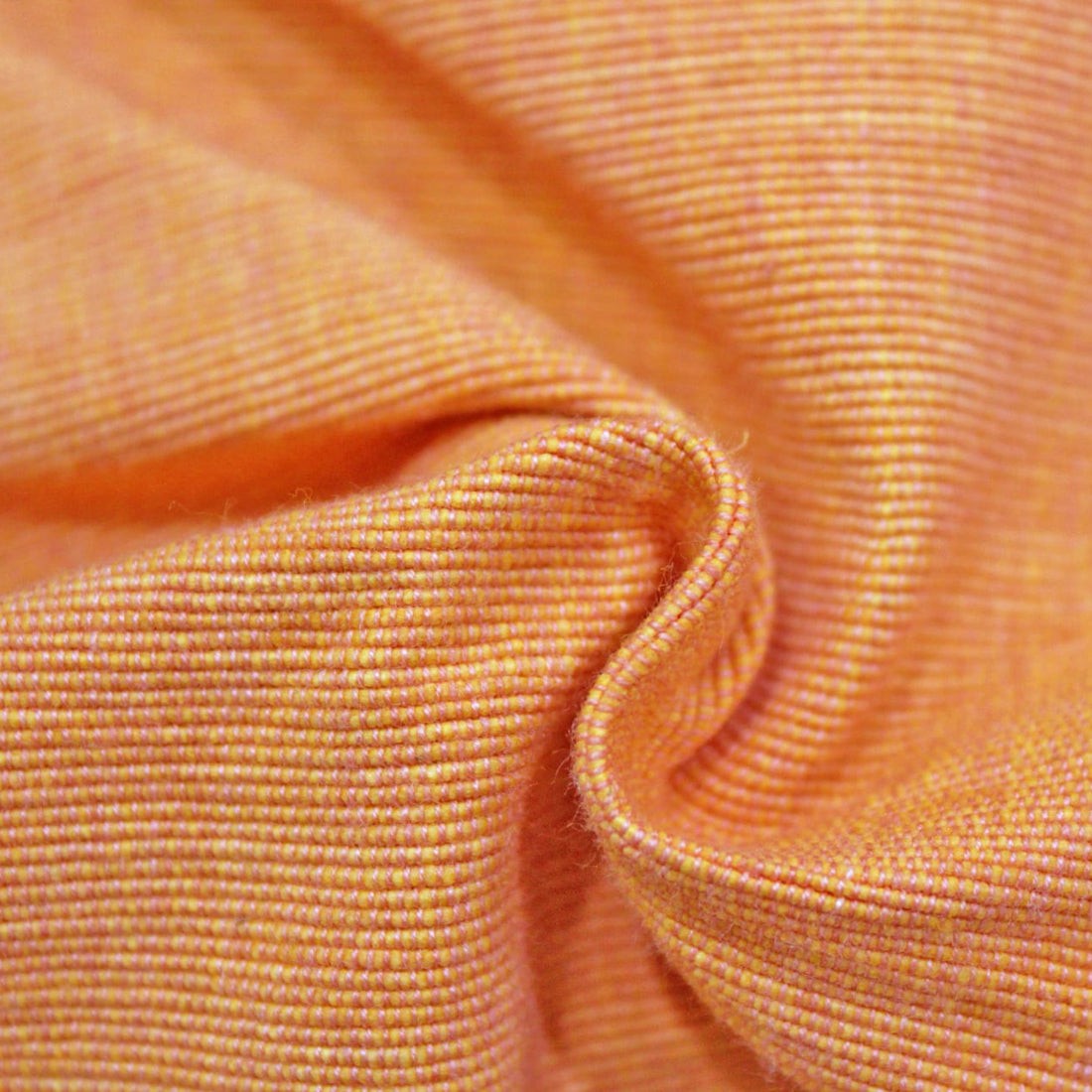 Handloom Corded Weave 330 GSM Plain Cotton Fabric 48" (122 cms) - Light Orange