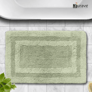 AURAVE Luxury Reversible Cotton Bathmat, Light Grey