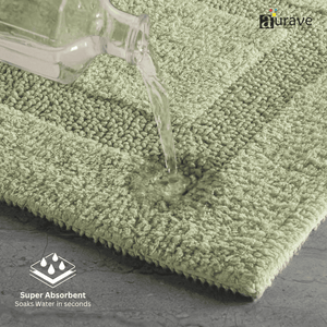 AURAVE Luxury Reversible Cotton Bathmat, Light Grey