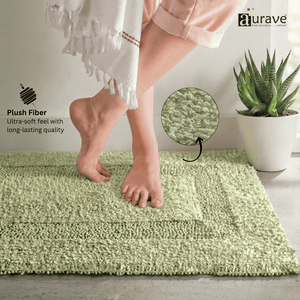 AURAVE Luxury Reversible Cotton Bathmat, Light Grey