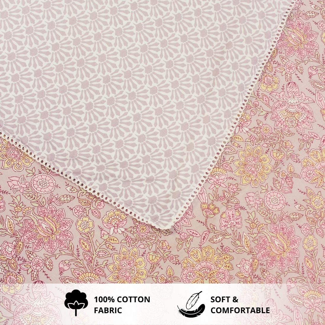IRIS Designer Border Cotton Reversible Dohar, Magenta