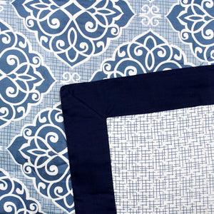 Elipsis Modern Art Geometrical 300 TC Cotton Satin Dohar/Comforter, Blue