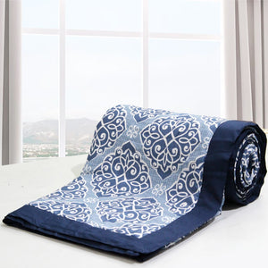 Elipses Modern Art Geometrical Print 300 TC Cotton Satin Dohar In Blue At Best Prices