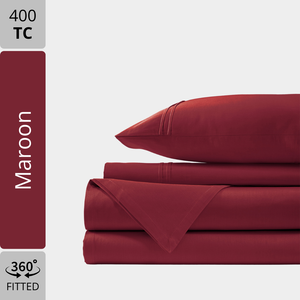 Plain Cotton Satin 400 TC Bedsheet with Pillow Covers - Maroon