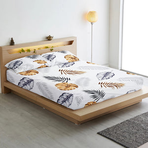 Cotton Floral Print 210 TC King Size Fitted Bedsheet In Brown At Best Prices