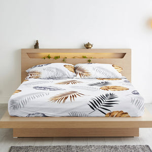 Cotton Floral Print 210 TC King Size Fitted Bedsheet In Brown At Best Prices