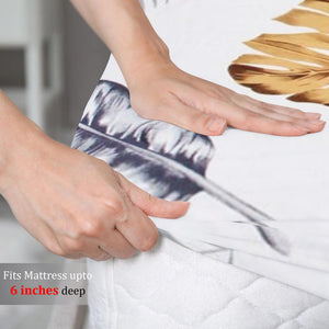 Cotton Floral Print 210 TC King Size Fitted Bedsheet In Brown At Best Prices