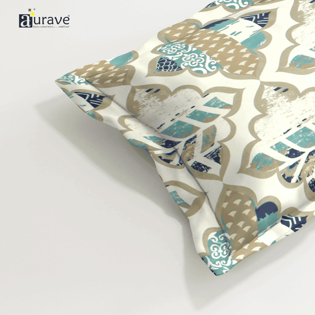 Printed Floral Pillow Cover - Khaki