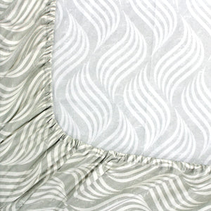 Cotton Abstract Print 210 TC King Size Fitted Bedsheet In Grey At Best Prices