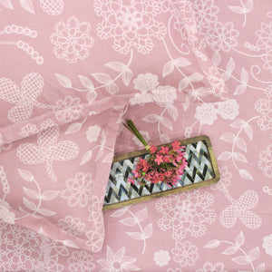 Stylish Peach 210 TC Cotton Floral Fitted Bedsheet At Best Price