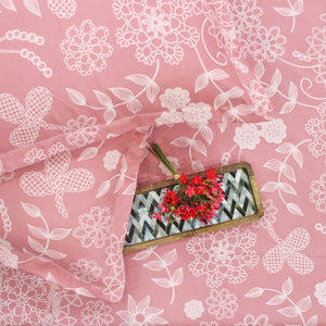Soft Cotton Floral Print 210 TC Fitted Bedsheet In Peach At Best Prices