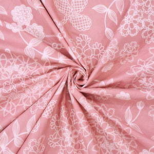 Soft Cotton Floral Print 210 TC Fitted Bedsheet In Peach At Best Prices