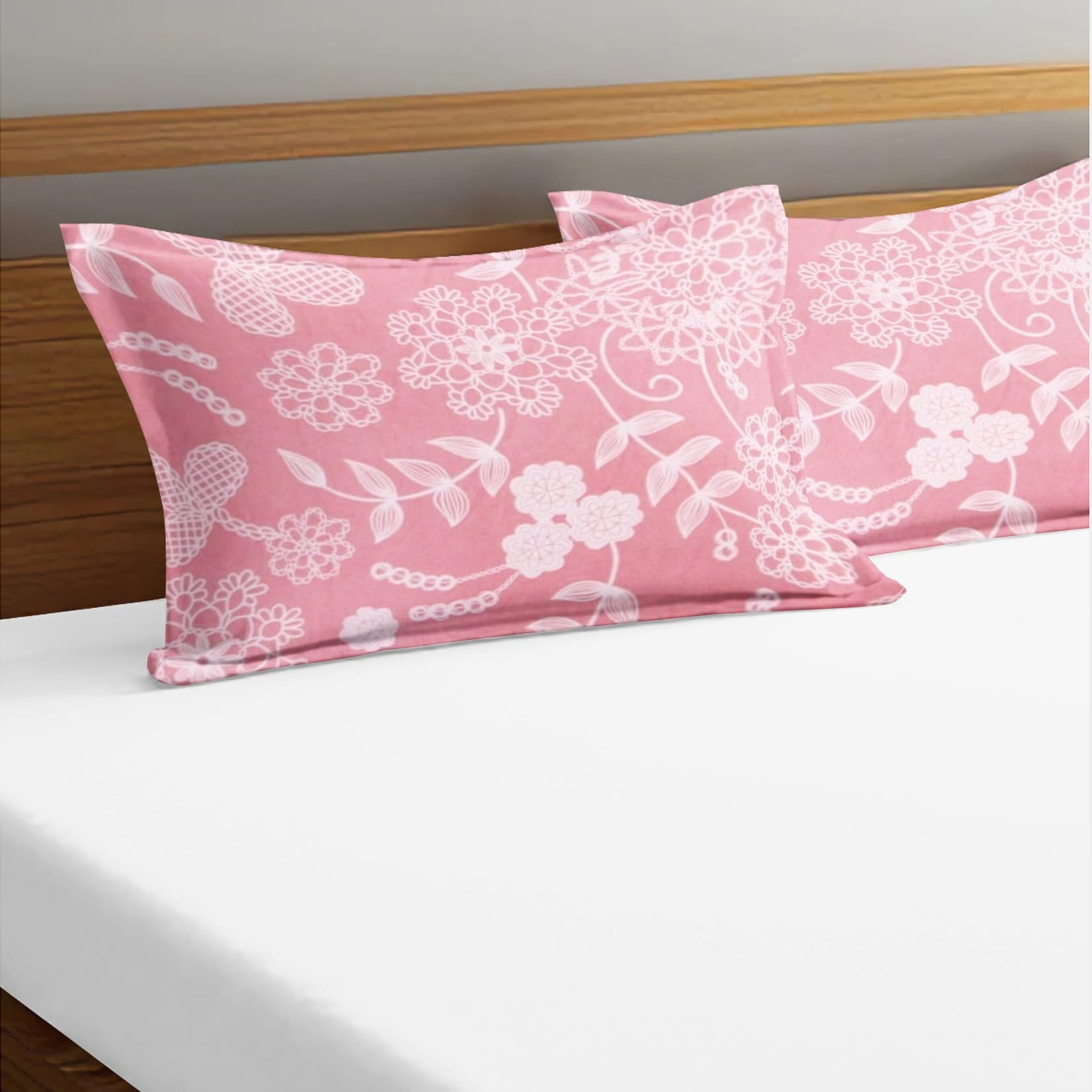 Soft Floral Print Pillow Cover Set In Peach Online At Best prices(2 Pcs)