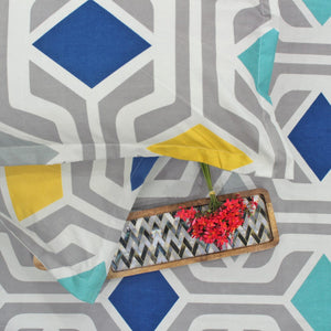 Cotton Geometrical Print 210 TC King Size Fitted Bedsheet In Multicolor Online In India