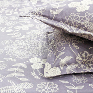 Cotton Floral Print 210 TC King Size Fitted Bedsheet In Purple At Best Prices