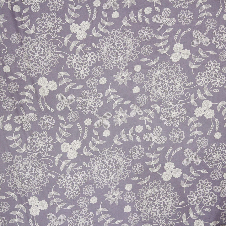 Cotton Floral Print 210 TC King Size Fitted Bedsheet In Purple At Best Prices