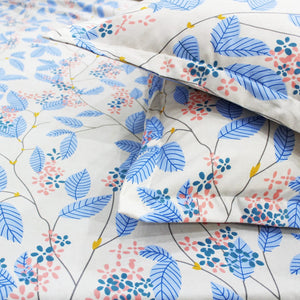 Cotton Floral Print 210 TC King Size Fitted Bedsheet In Blue At Best Prices