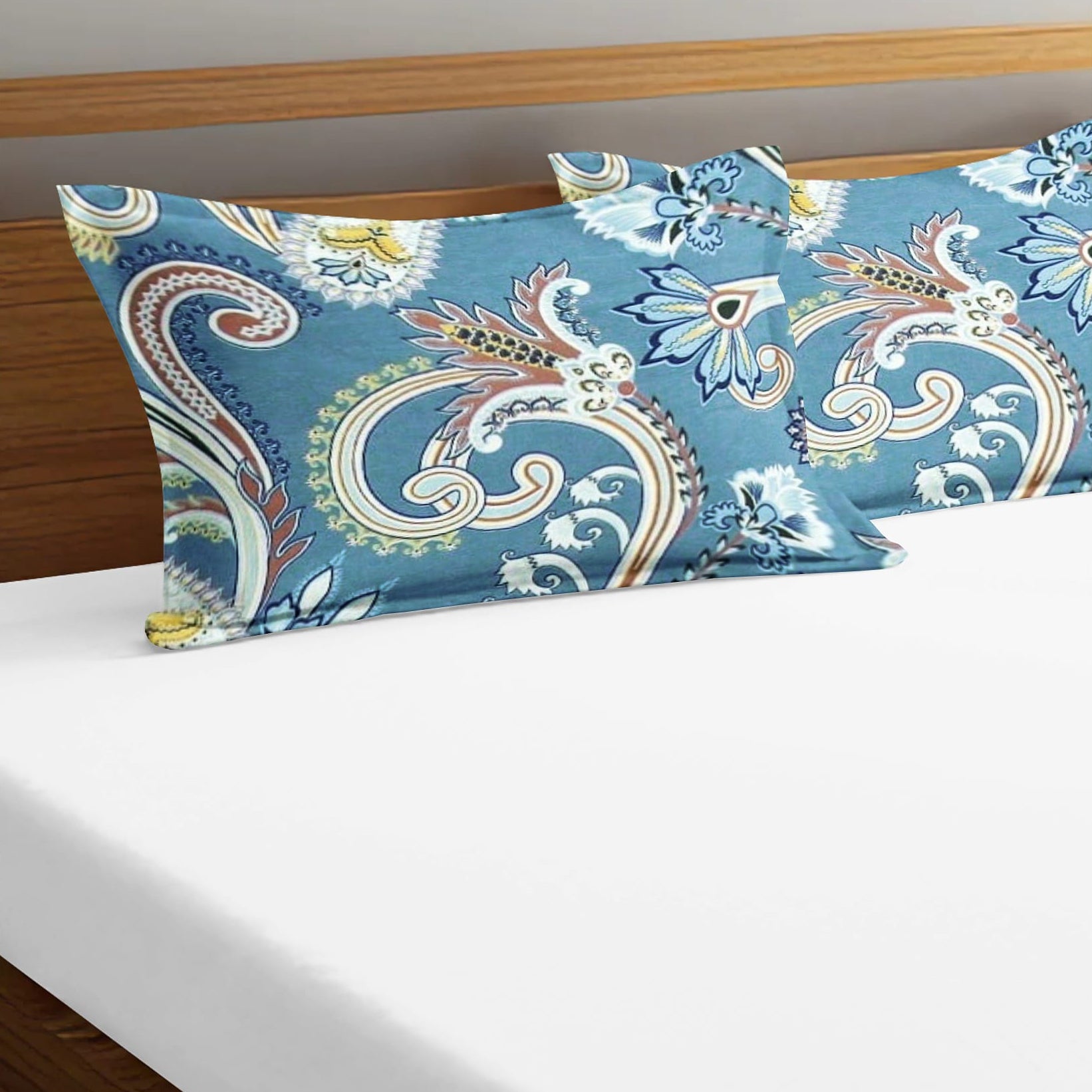 Printed Floral Set of 2 Pcs Pillow Cover - Blue