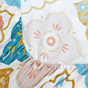 Cotton Floral Print 210 TC King Size Fitted Bedsheet In Multicolor At Online