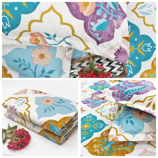 Multicolor Festive Collection Floral Dohar Bedsheet Set (4 Pc) online in India 