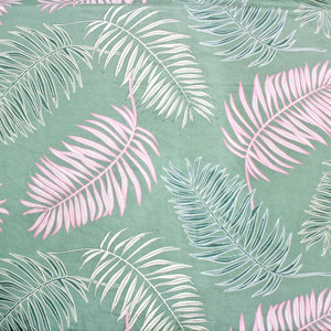 Cotton Floral Print 210 TC King Size Fitted Bedsheet In Green At Best Prices