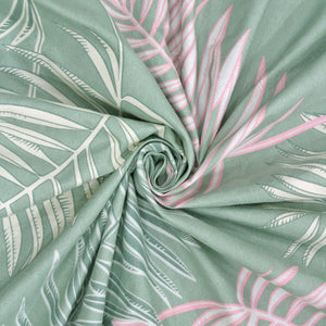 Cotton Floral Print 210 TC King Size Fitted Bedsheet In Green At Best Prices